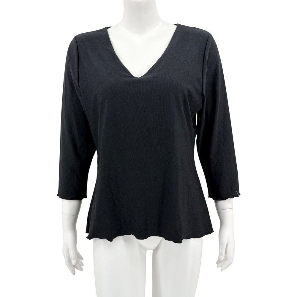 Spanx Top Womens Large Black Shaping V-Neck Office Minimalist Slimming Stretch